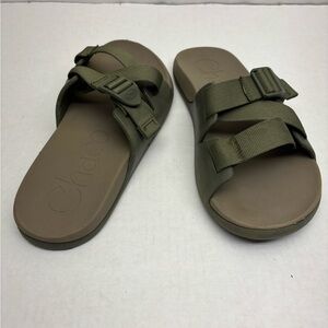 Chaco Olive Drab Dual-Strap Slide Sandals, men’s SZ 9, box 13
